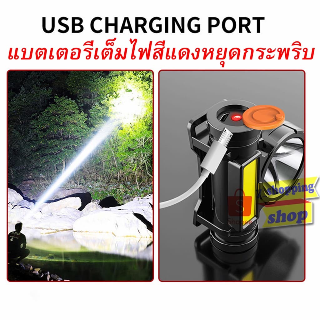 L-108 flashlightพกพา ไฟฉายคาดหัว ตัวเล็ก สว่างมากUSB Rechargeable 3โหมด รูปที่ 6
