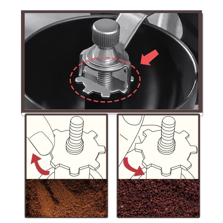 เครื่องบดกาแฟมือหมุน เฟืองสแตนเลส พร้อมโหล แบบมือหมุน ปรับความละเอียดได้ ที่บดกาแฟ Coffee Grinder รูปที่ 7