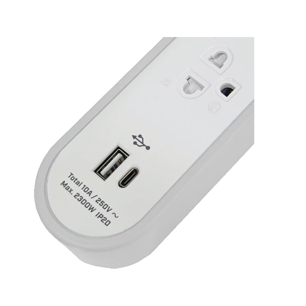 รางปลั๊กไฟ DATA TIS Plug 2 Way 1 Switch 2 USB 3M. White/Gray by Banana IT รูปที่ 5