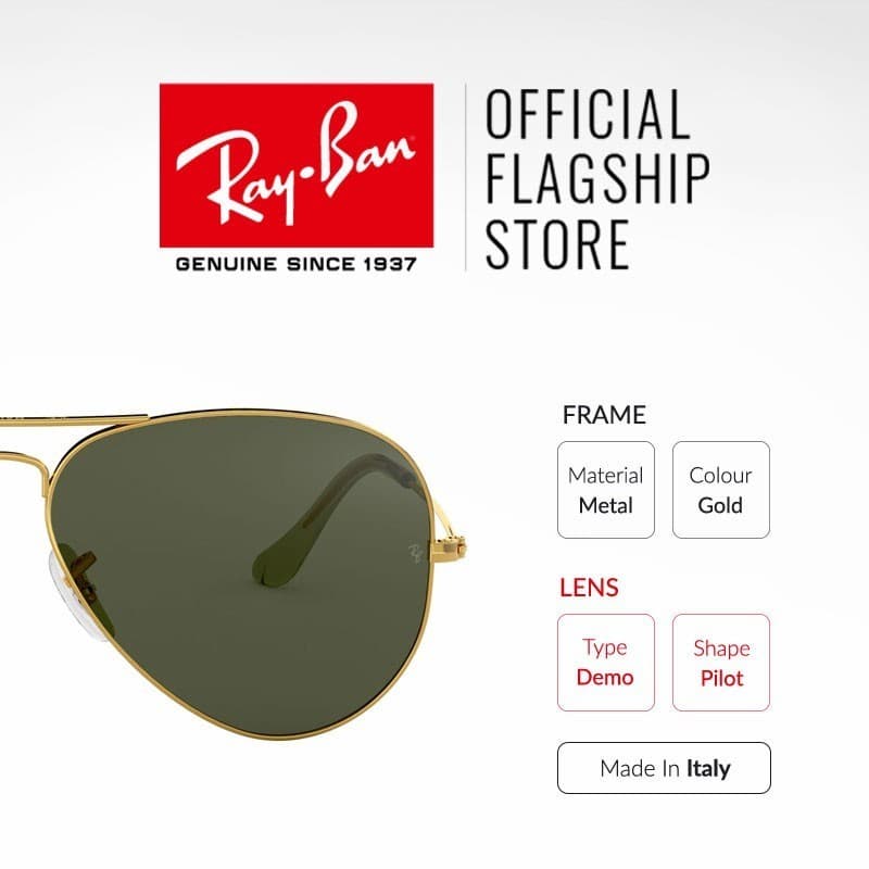 Ray-Ban Aviator large metal - RB3025 L0205 - size 58 -sunglasses แว่นกันแดด รูปที่ 6