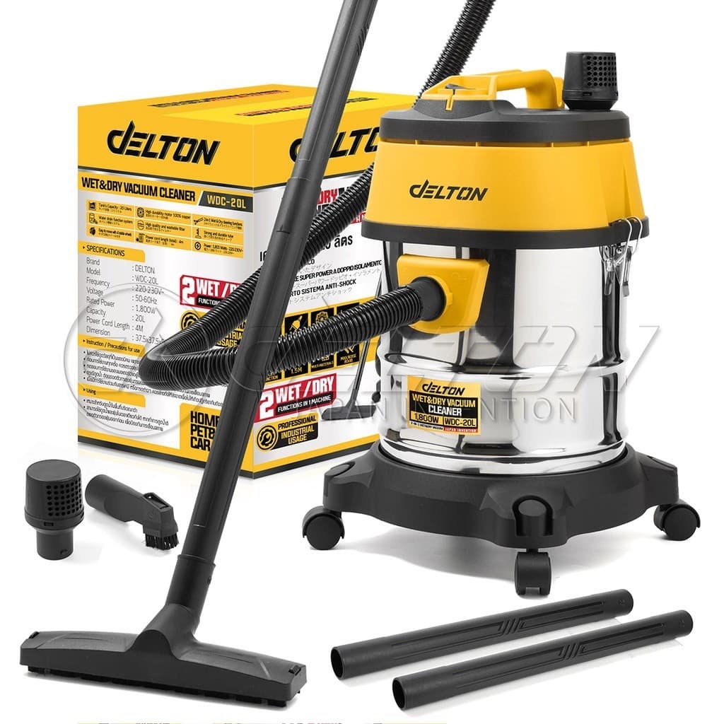 DELTON เครื่องดูดฝุ่น 20 ลิตร 1,800 วัตต์ Wet & Dry Vacuum Cleaner รุ่น WDC-20L ถังสแตนเลส ดูดเปียก ดูดแห้ง รูปที่ 8