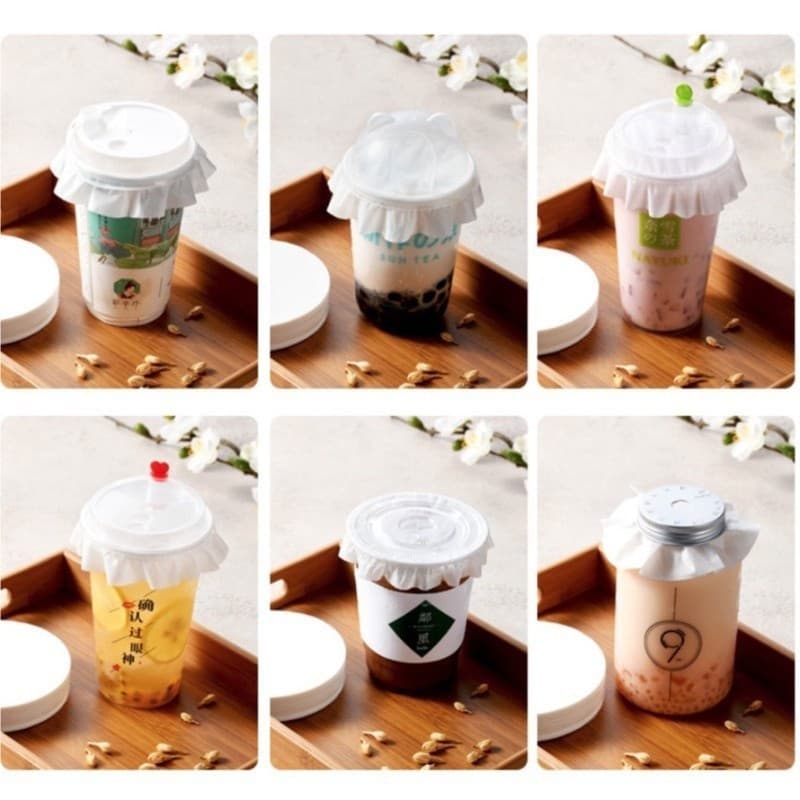 OneCafe กระดาษปิดปากแก้ว กันน้ำหก 500 แผ่น ตะกร้อกระดาษ ฝาครอบแก้ว กระดาษกันน้ำ กระดาษกันรั่ว รูปที่ 5