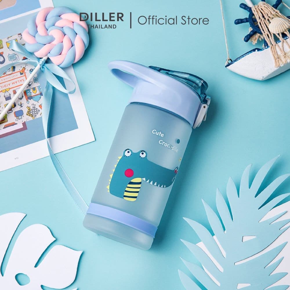 Diller Kid Tritan Flask 550ml D8849 กระติกน้ำเด็กฝากดหลอดแบนพร้อมล็อก พลาสติกไททั้นเบาและทน BPA Free รูปที่ 5