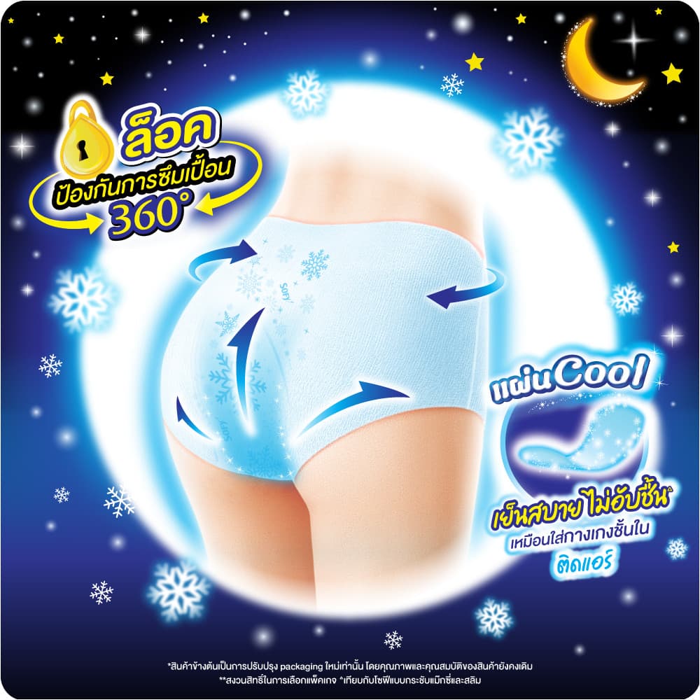 Sofy โซฟี หลับสนิทตลอดคืน ผ้าอนามัย แบบกางเกง สูตรเย็น ไซส์ L/XL จำนวน 2 ชิ้น รูปที่ 4