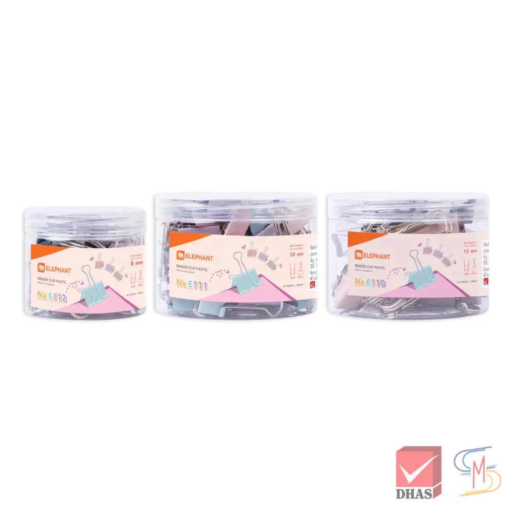 Elephant ตราช้าง คลิปหนีบกระดาษ สีพาสเทล No. E110 / E111 / E112 จำนวน 1 กระปุก รูปที่ 1