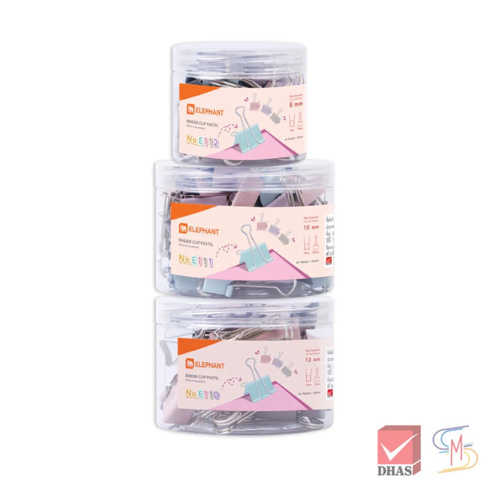 Elephant ตราช้าง คลิปหนีบกระดาษ สีพาสเทล No. E110 / E111 / E112 จำนวน 1 กระปุก รูปที่ 3