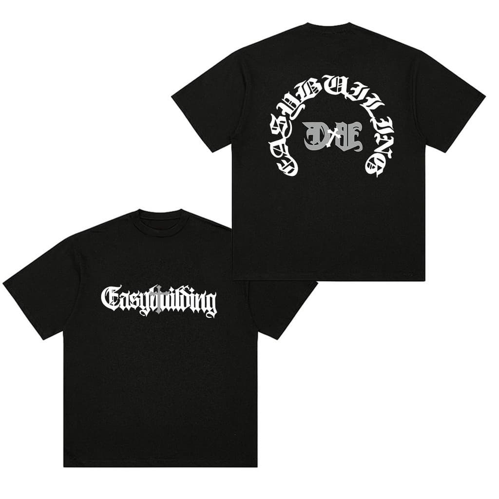 Luvoro oversize unisex เนื้อผ้านุ่มระบายแขนสั้น T-shirt สีดำและสีขาว เสื้อยืดทูโทน เสื้อยืดแขนสั้น C1096 รูปที่ 4