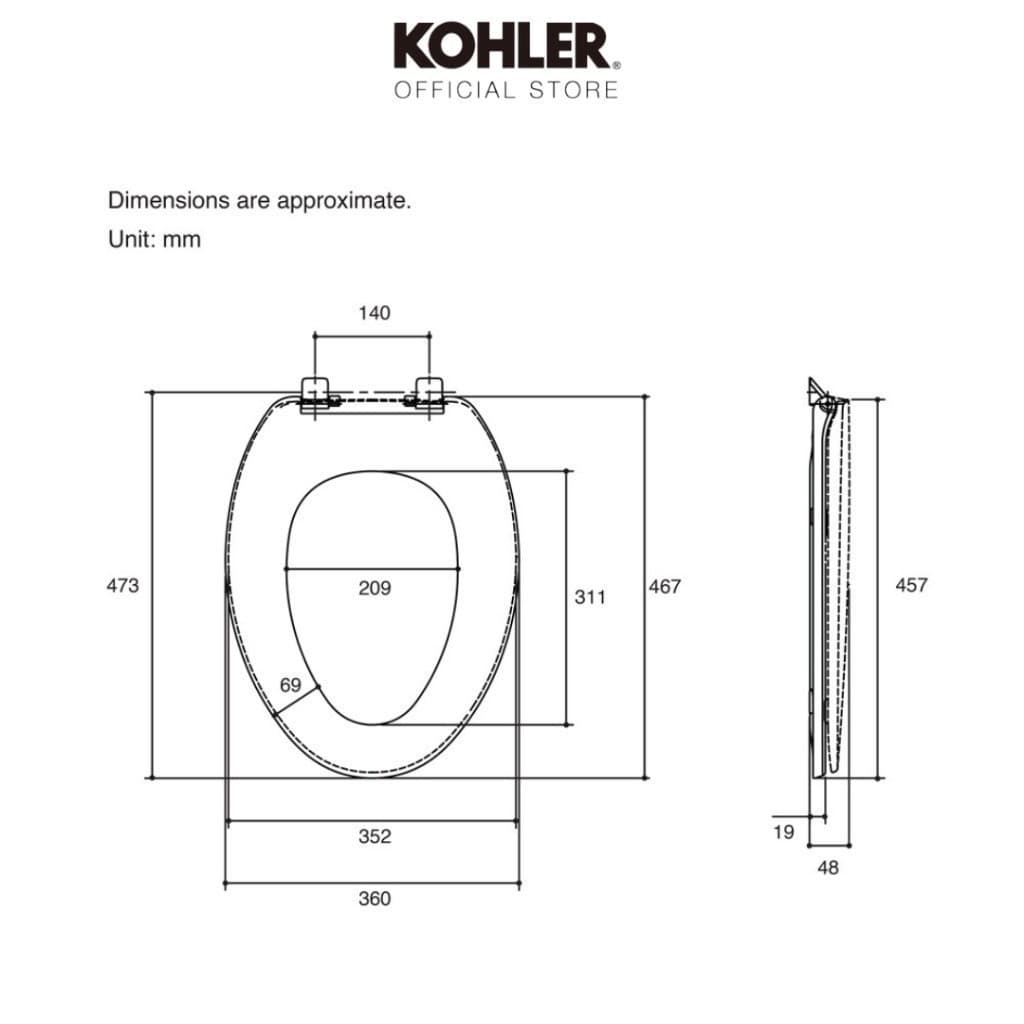 KOHLER Brevia elongated toilet seat ฝารองนั่ง รุ่นเบรเวีย K-4664X-0 รูปที่ 5