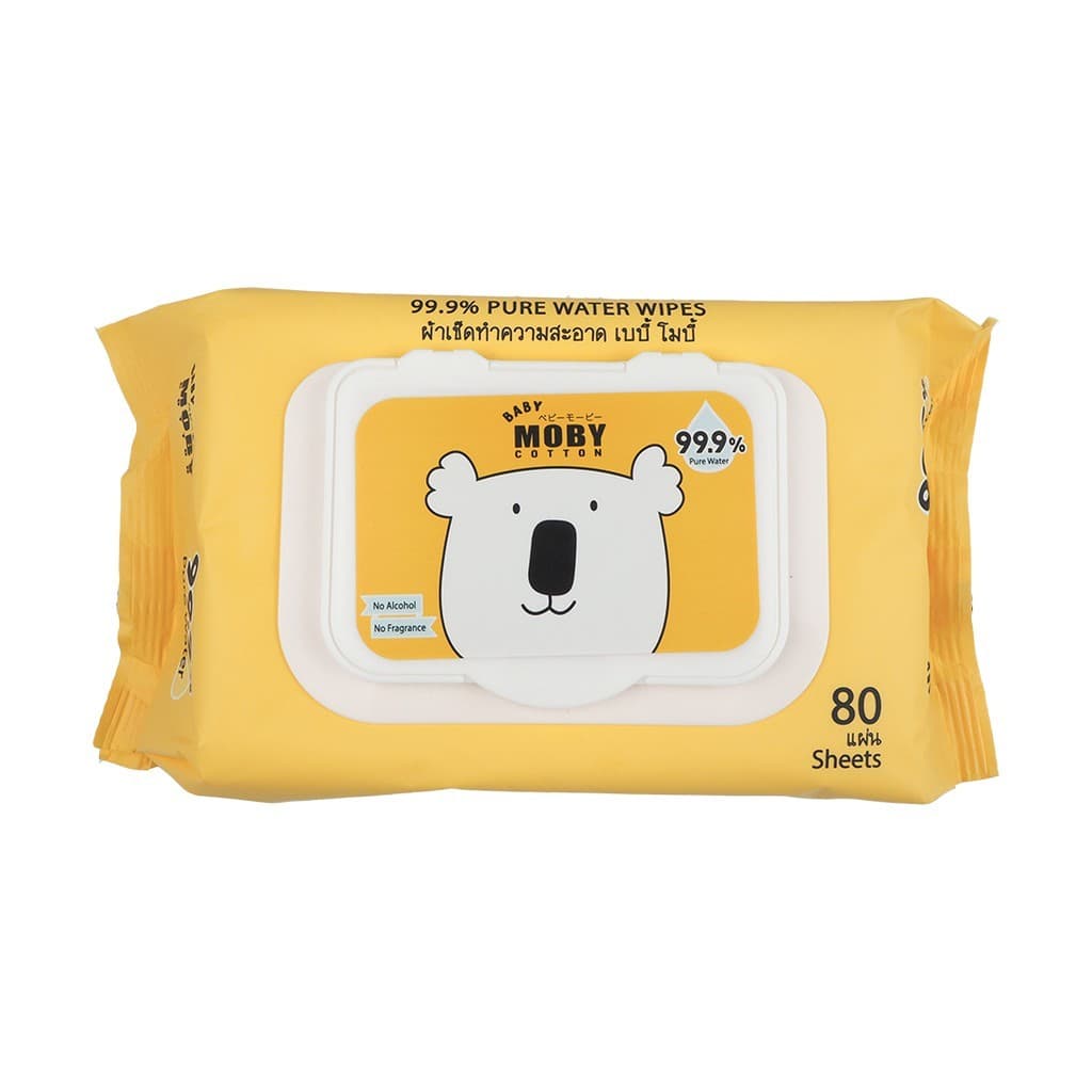 Baby Moby ผ้าเปียก 99.9% เพียววอเตอร์ 80 แผ่น/ห่อ รูปที่ 9