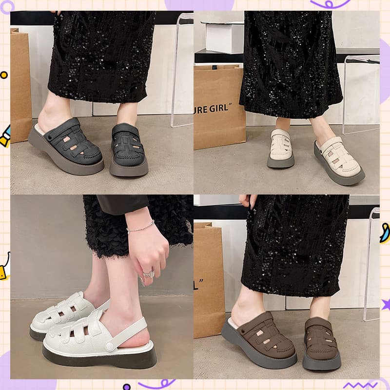 XWshopee พร้อมจัดส่ง รองเท้าแฟชั่นชั่นสำหรับสุภาพสตรี งานดี ขึ้นรูปเป็นลายสาน น้ำหนักเบา ใส่สบาย เลือกได้ 4 สี ราคาดี ต้ รูปที่ 2