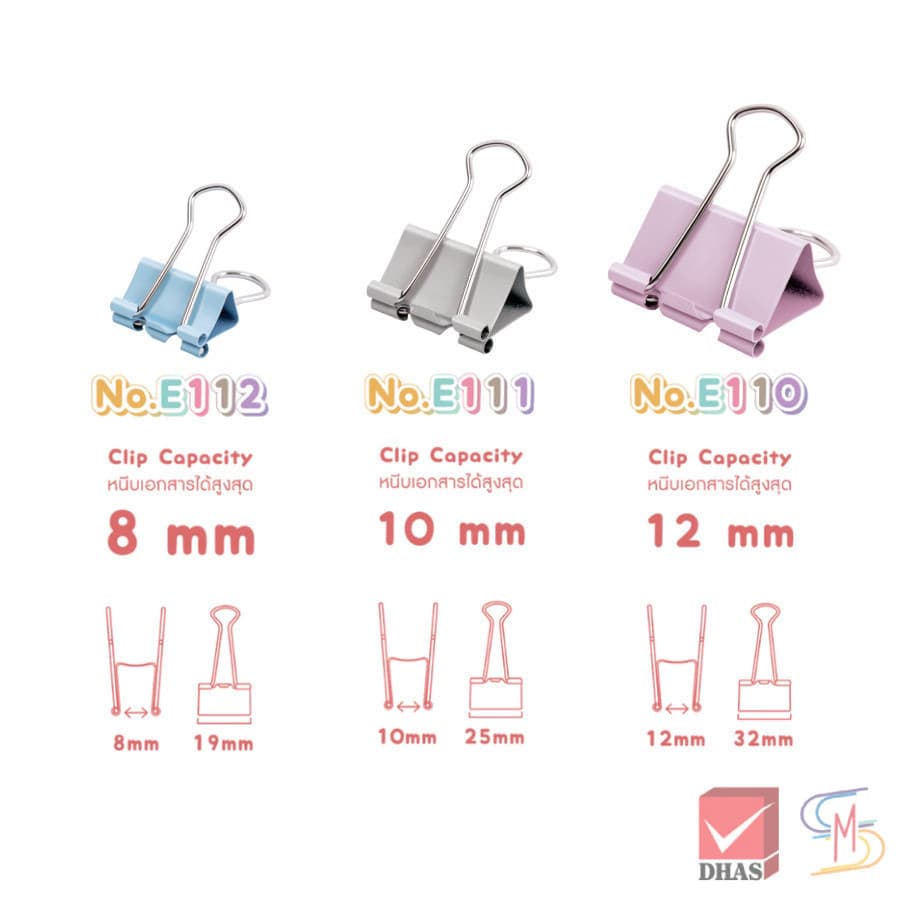 Elephant ตราช้าง คลิปหนีบกระดาษ สีพาสเทล No. E110 / E111 / E112 จำนวน 1 กระปุก รูปที่ 4