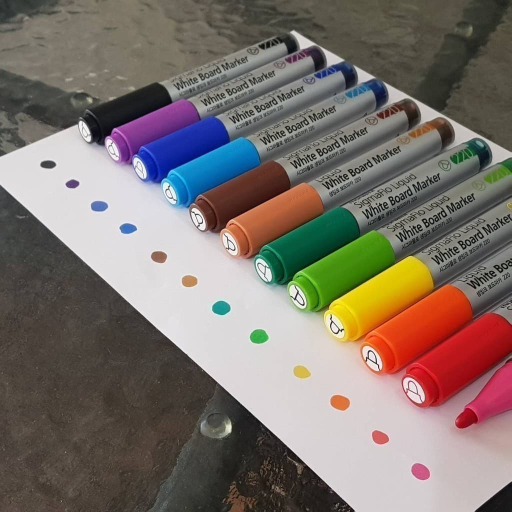 ปากกาไวท์บอร์ด WhiteBoard Monami SigmaFlo Liquid Marker รุ่น 220 หัวกลม แบบเซ็ต รูปที่ 4