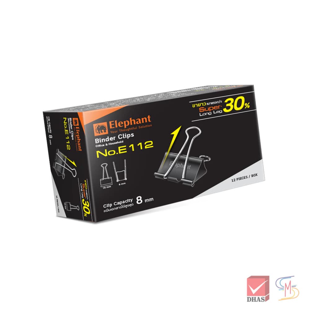 Elephant ตราช้าง คลิปหนีบกระดาษ คลิปดำ No. E110 , E111 , E112 จำนวน 1 กล่อง รูปที่ 6