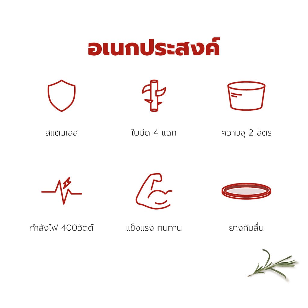 OXYGEN เครื่องบดสับ รุ่น KW-255 ผสมอาหารอเนกประสงค์ ขนาด 2 ลิตร กำลังไฟ 400 วัตต์ รูปที่ 8