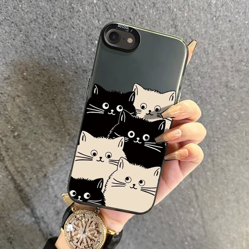 เคสสำหรับ iPhone 6 Plus 6s Plus 7 Plus 8 Plus SE 2020 X Xr Xs Max เคสโทรศัพท์ผู้หญิงแมวน่ารัก รูปที่ 1