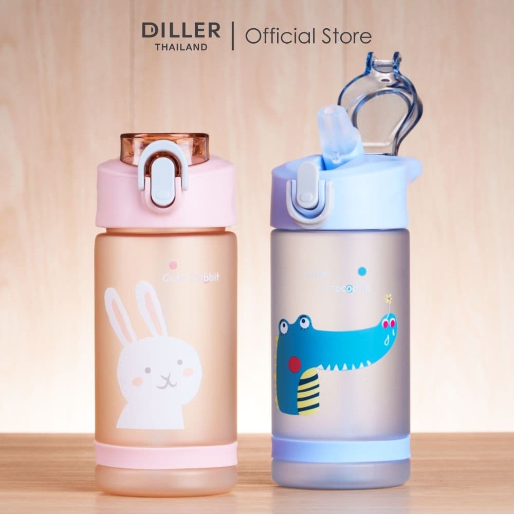 Diller Kid Tritan Flask 550ml D8849 กระติกน้ำเด็กฝากดหลอดแบนพร้อมล็อก พลาสติกไททั้นเบาและทน BPA Free รูปที่ 6