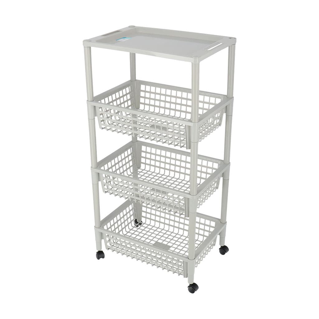 KASSA HOME ชั้นวางของพลาสติกอเนกประสงค์พร้อมล้อเลื่อน 4 ชั้น รุ่น VCP-4Tiers ขนาด 32x46x92 ซม. สีเทา รูปที่ 1