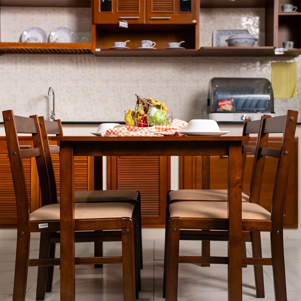 DECOS ชุดโต๊ะอาหารไม้ 4 ที่นั่ง รุ่น ไดฮัทสุ สีวอลนัท |ZWF| รูปที่ 4