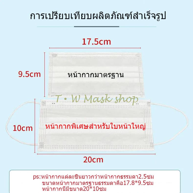 จ้าหน้ากากผู้ใหญ่ หน้ากากทางการแพทย์ หน้ากากพิเศษ ไซส์ใหญ่การป้องกันสามชั้นใส่สบาย ระบายอากาศดีไม่รัดหน้า รูปที่ 2