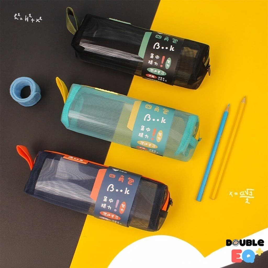 กระเป๋าดินสอ Double EQ ตาข่าย โปร่งใส เบา ทนทาน ใส่ของได้เยอะ สีสันหลากหลาย รูปที่ 2