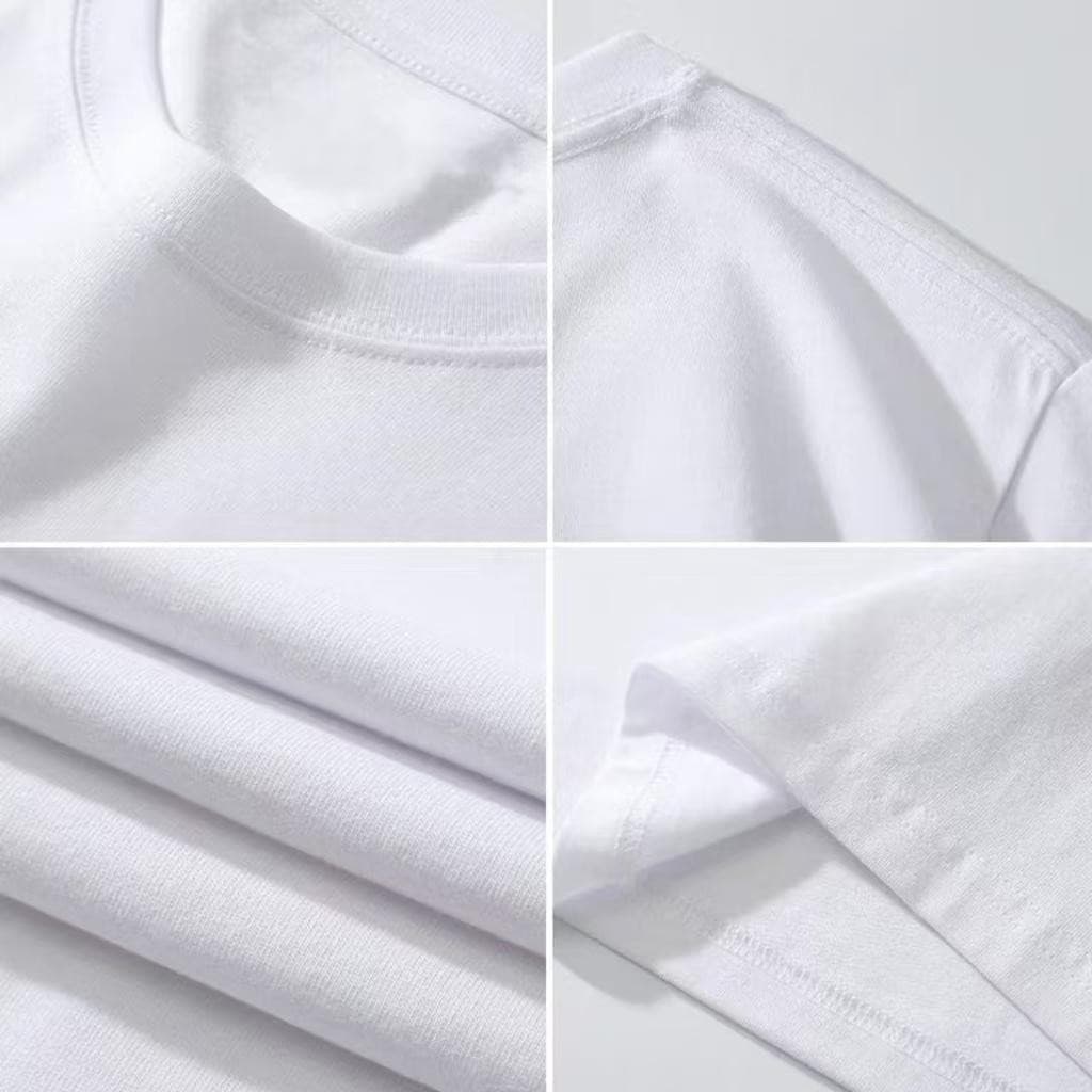 เสื้อยืดสีดําสีขาวขนาดบวกเสื้อยืดสีขาวสีดําย้อนยุครอบคอผู้ชายผู้หญิงผ้าฝ้ายแท้ 100% ค760 รูปที่ 5
