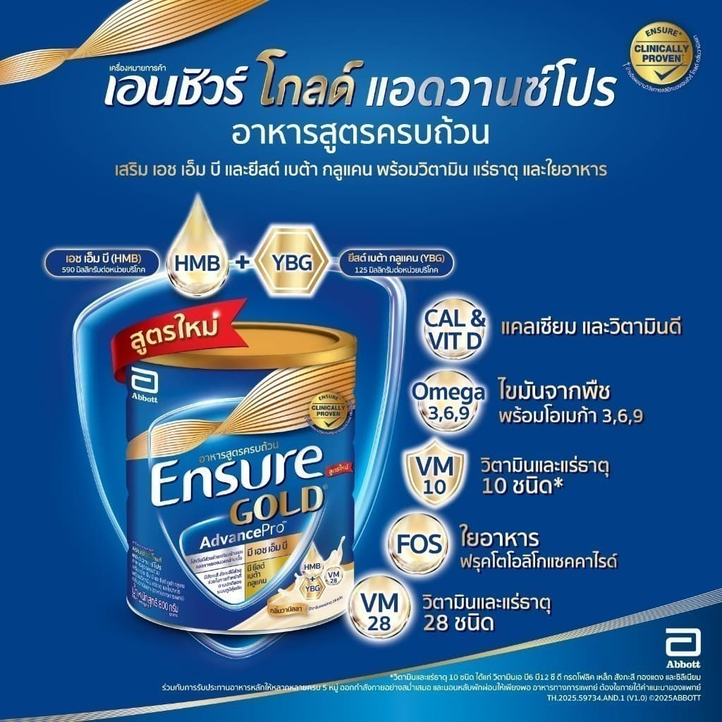Ensure Gold เอนชัวร์ โกลด์ 800g 3 กระป๋อง Ensure Gold 800g x3 รูปที่ 5