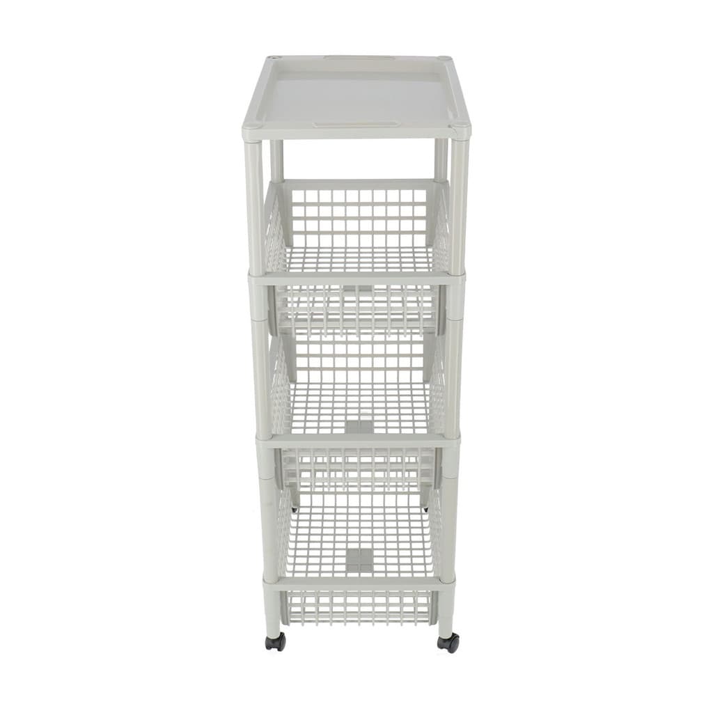 KASSA HOME ชั้นวางของพลาสติกอเนกประสงค์พร้อมล้อเลื่อน 4 ชั้น รุ่น VCP-4Tiers ขนาด 32x46x92 ซม. สีเทา รูปที่ 4