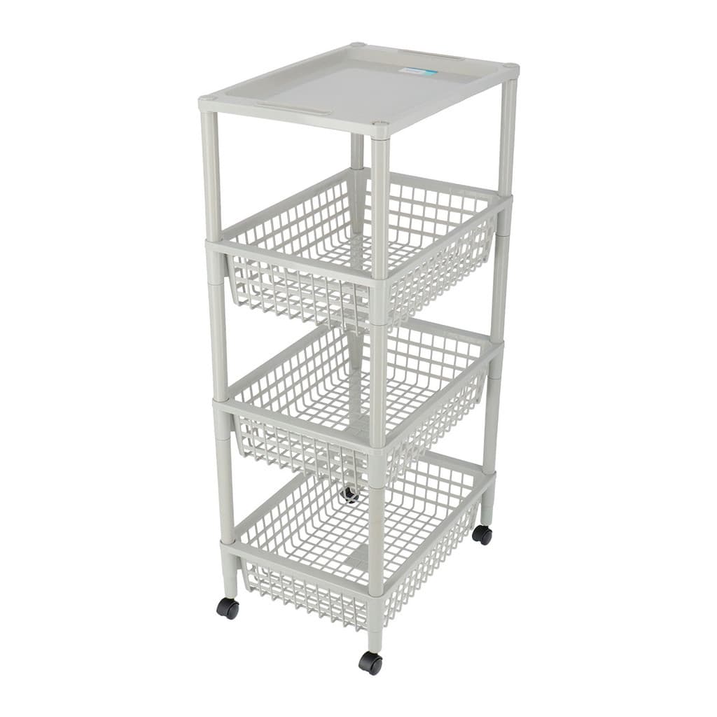 KASSA HOME ชั้นวางของพลาสติกอเนกประสงค์พร้อมล้อเลื่อน 4 ชั้น รุ่น VCP-4Tiers ขนาด 32x46x92 ซม. สีเทา รูปที่ 3