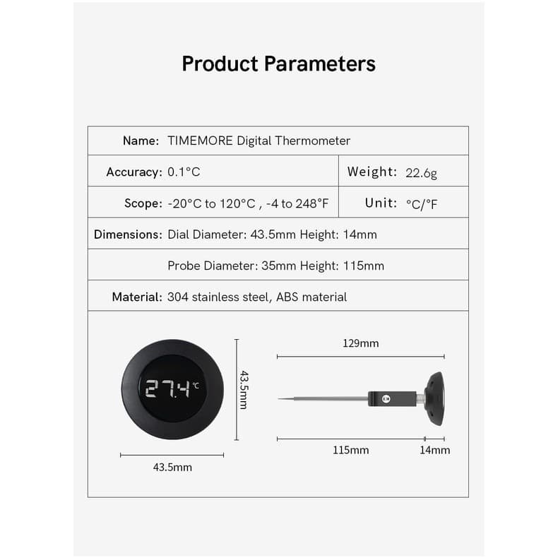 TIMEMORE OFFICIAL Digital Thermometer Stick แท่งวัดอุณหภูมิดิจิตอล อุปกรณ์สำหรับกาแฟ รูปที่ 9