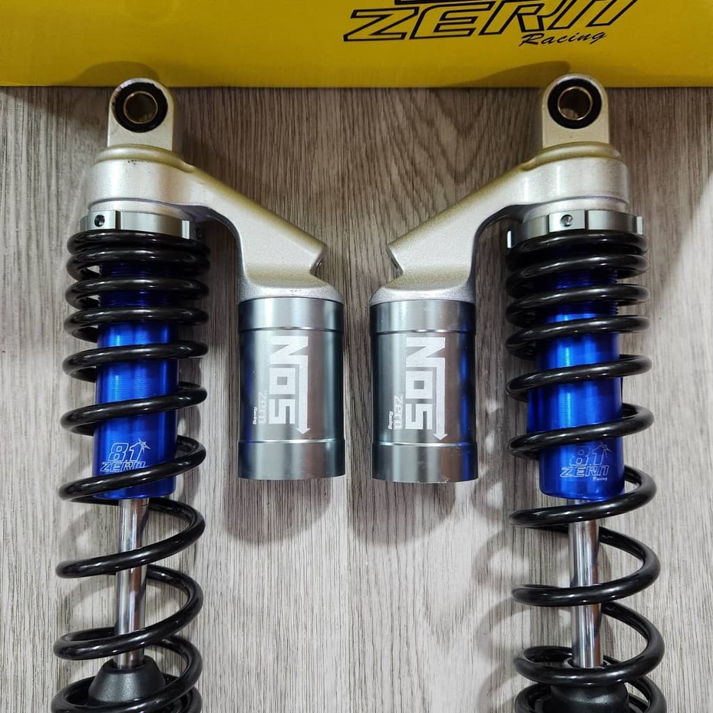 โช๊คหลัง 8.1 ZERN NOS สีดำแกนน้ำเงินกระปุกเทา ใส่ได้2ด้าน เป็นโช๊คแก๊สกึ่งน้ำมัน กระปุกแก๊สหลอก 310มิล ใส่เวฟได้ทุกรุ่น รูปที่ 4