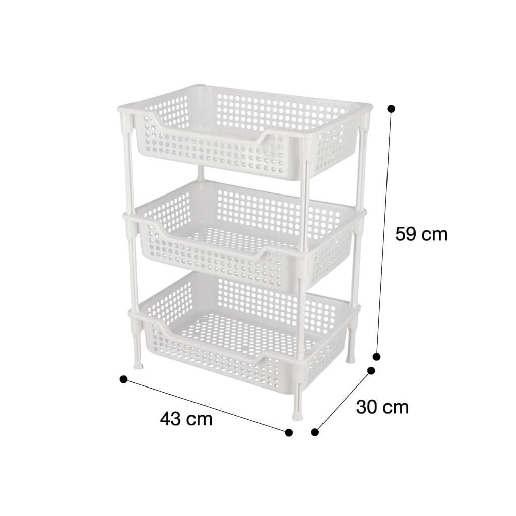 ชั้นวางของพลาสติกอเนกประสงค์ 3 ชั้น KASSA HOME รุ่น Circle API-10301M3 ขนาด 43 x 30 x 59 ซม. สีขาว รูปที่ 6