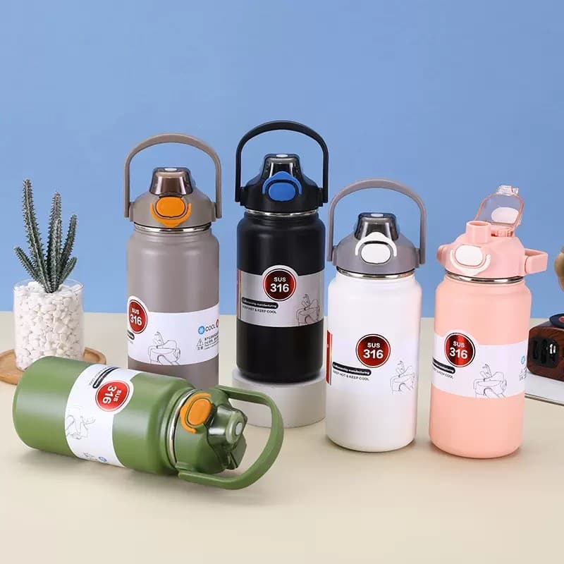 PANDA กระบอกน้ำเก็บอุณหภูมิร้อน-เย็น 1200/1400ml สแตนเลส316 กระติกน้ำสแตนเลสเกรด เก็บเย็นยาวนานข้ามวัน ฝากันหก100% รูปที่ 2