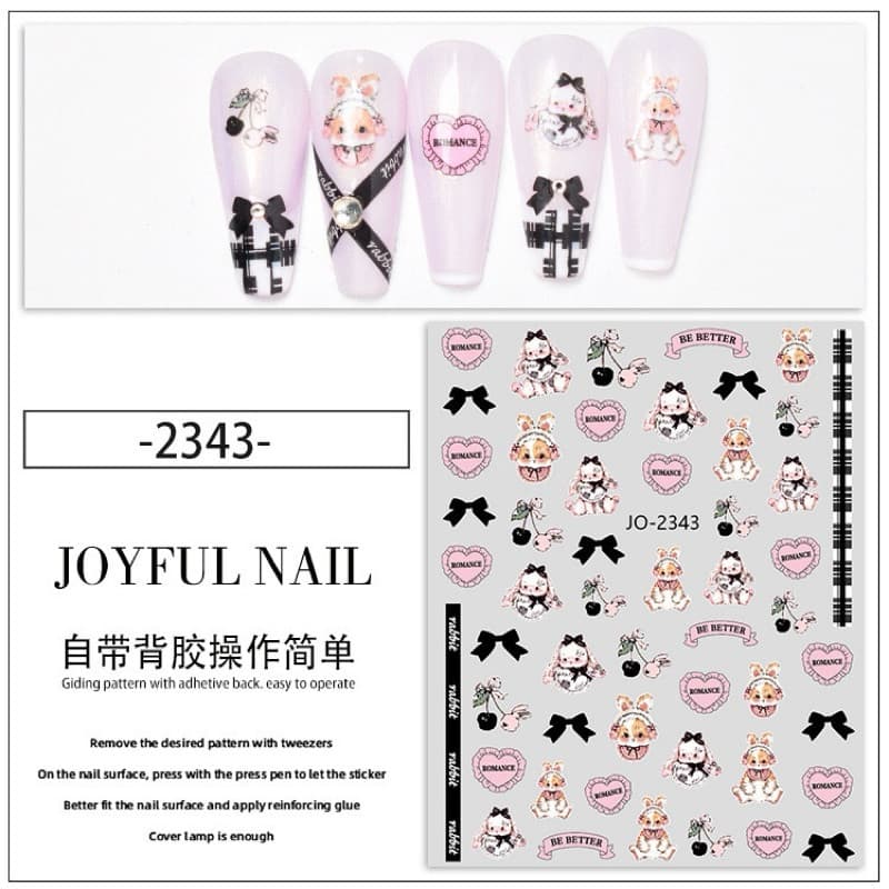 สติกเกอร์ตกแต่งเล็บ รูปกระต่ายบอกรัก แผ่นละ 9 บาท รูปที่ 7