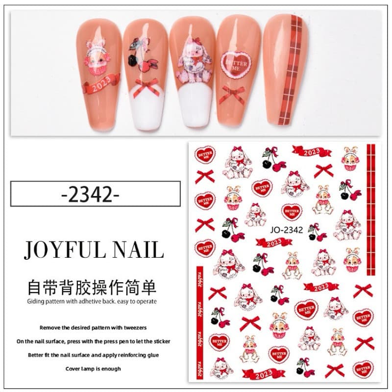 สติกเกอร์ตกแต่งเล็บ รูปกระต่ายบอกรัก แผ่นละ 9 บาท รูปที่ 6
