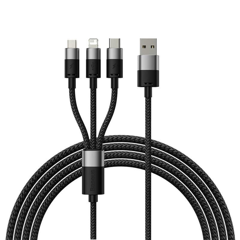 Baseus สายชาร์จเร็ว รุ่น StarSpeed 1-for-3 Fast Charging Data Cable USB to M+L+C 3.5A 1.2m Blue รูปที่ 8