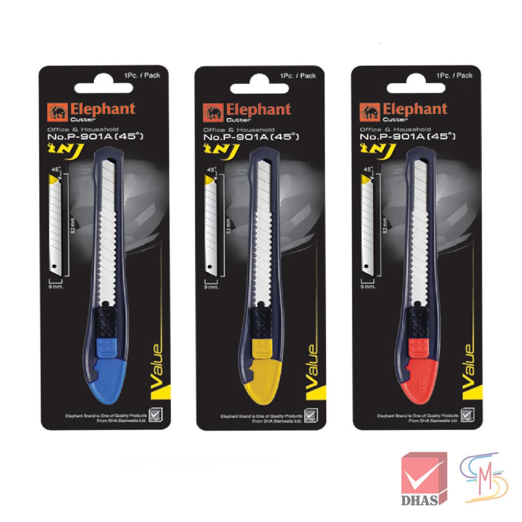Elephant ตราช้าง คัตเตอร์ รุ่น P-901A 9 มม. 45° ใบมีด SK5 คละสี จำนวน 1 อัน รูปที่ 2