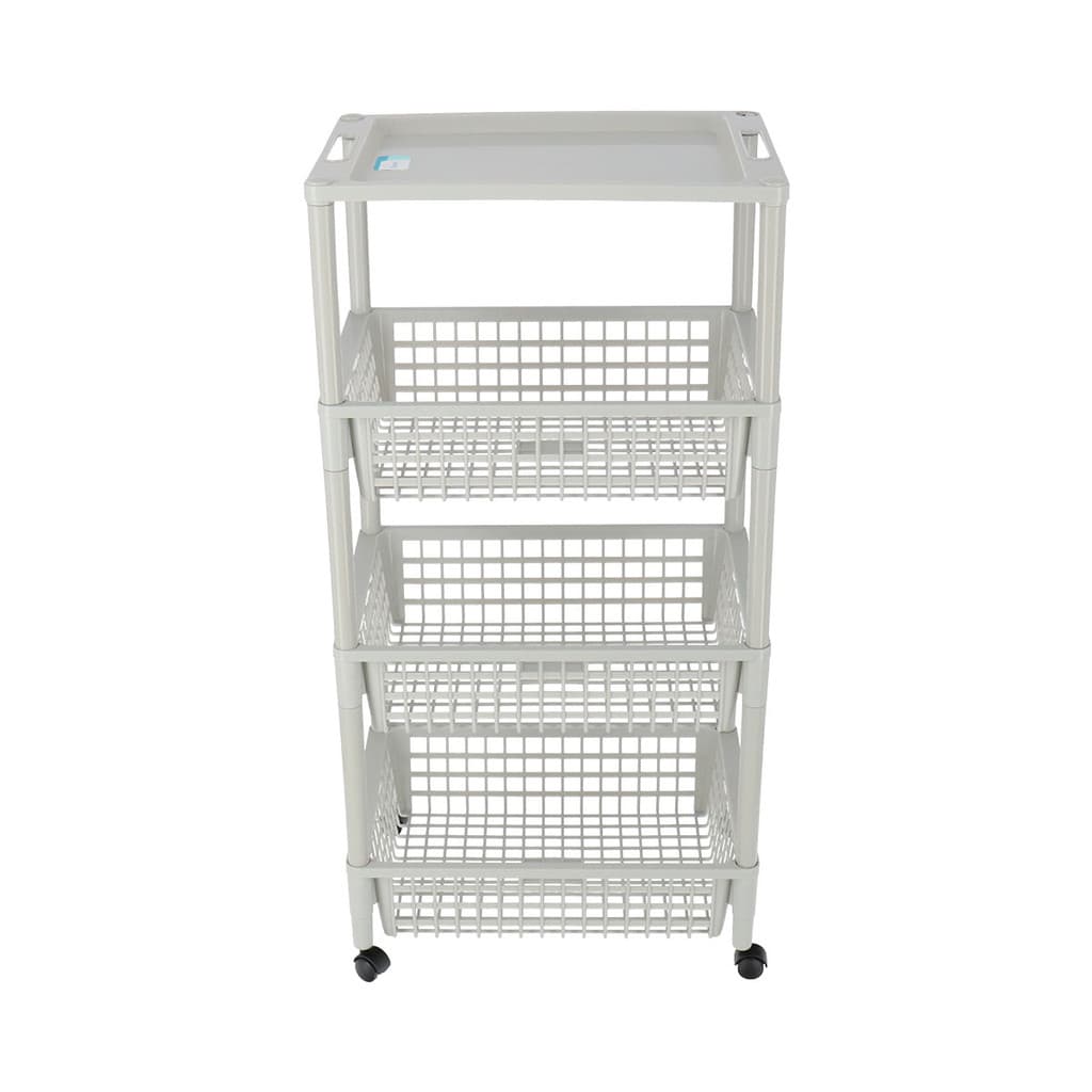 KASSA HOME ชั้นวางของพลาสติกอเนกประสงค์พร้อมล้อเลื่อน 4 ชั้น รุ่น VCP-4Tiers ขนาด 32x46x92 ซม. สีเทา รูปที่ 2