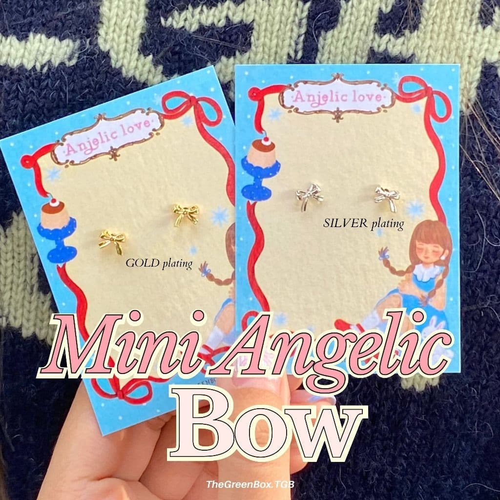 ต่างหู Mini Angelic Bow Stud ต่างหูโบว์จิ๋ว ก้าน S925 แมชง่าย - The Green Box รูปที่ 1