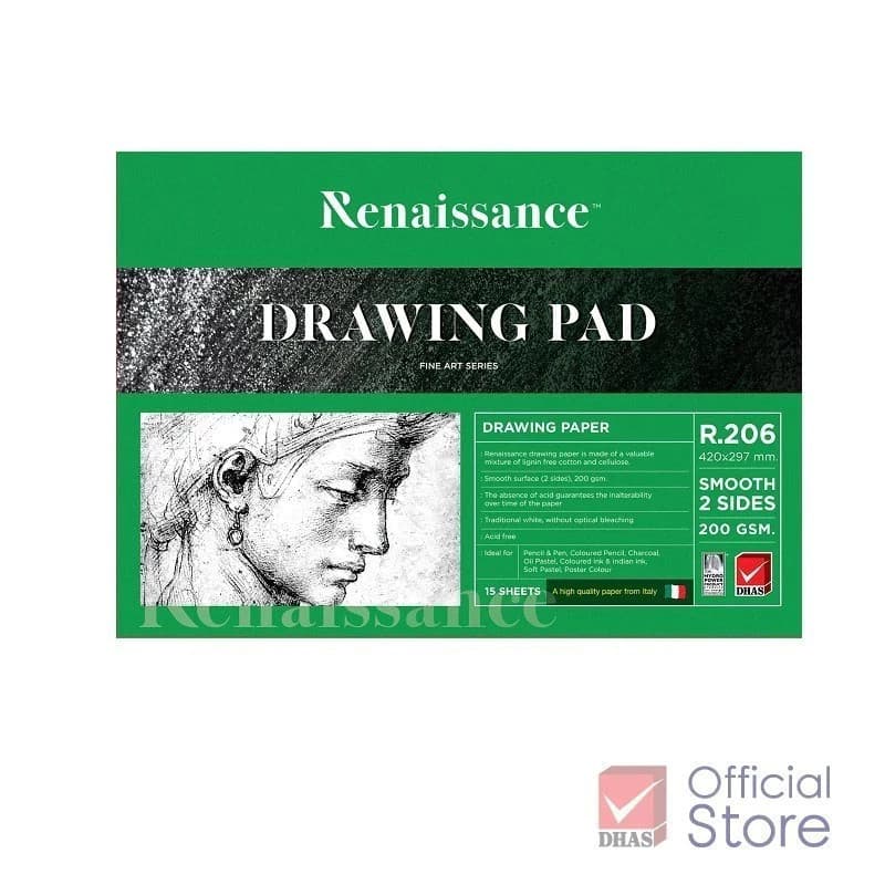 Renaissance สมุดวาดเขียนสีน้ำ 200 แกรม รุ่น R-206 ขนาด A3 - 1 เล่ม รูปที่ 1