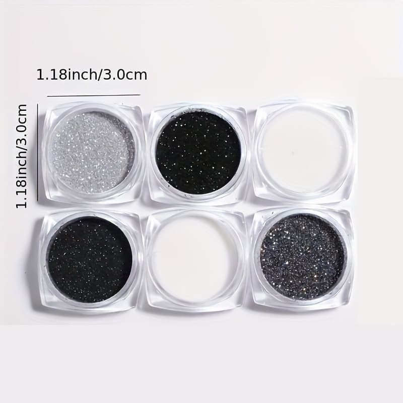 6 ชิ้น/เซ็ตเล็บ Glitter Powder ชุด Micro Sand Shimmer Powder เล็บสีฝุ่น Black Series ตกแต่งเล็บ รูปที่ 6