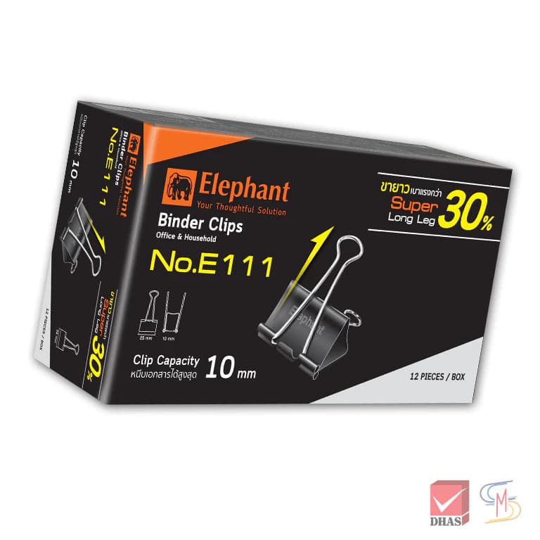 Elephant ตราช้าง คลิปหนีบกระดาษ คลิปดำ No. E110 , E111 , E112 จำนวน 1 กล่อง รูปที่ 5