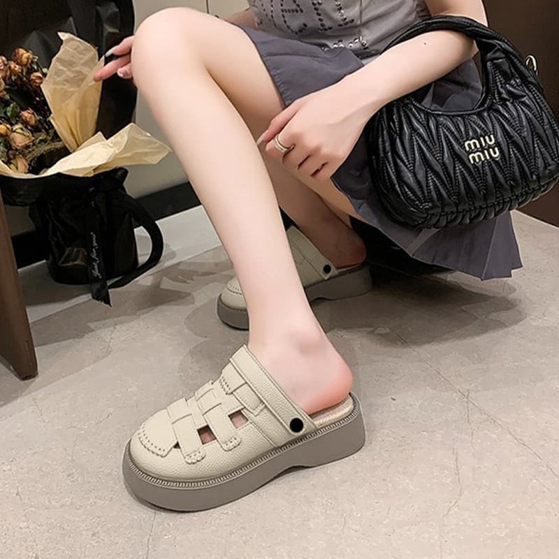 XWshopee พร้อมจัดส่ง รองเท้าแฟชั่นชั่นสำหรับสุภาพสตรี งานดี ขึ้นรูปเป็นลายสาน น้ำหนักเบา ใส่สบาย เลือกได้ 4 สี ราคาดี ต้ รูปที่ 6