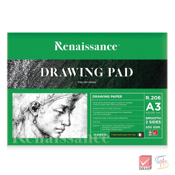 Renaissance สมุดวาดเขียน ขนาด A3 ผิวเรียบ R-206 จำนวน 1 เล่ม รูปที่ 5