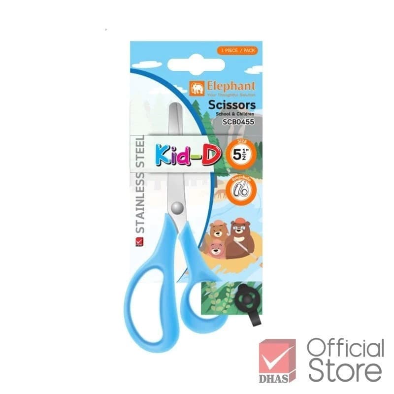 Elephant กรรไกร กรรไกรตัดกระดาษ 5 1/2 นิ้ว รุ่น SCB0455 Kid-D สีฟ้า จำนวน 1 เล่ม รูปที่ 1