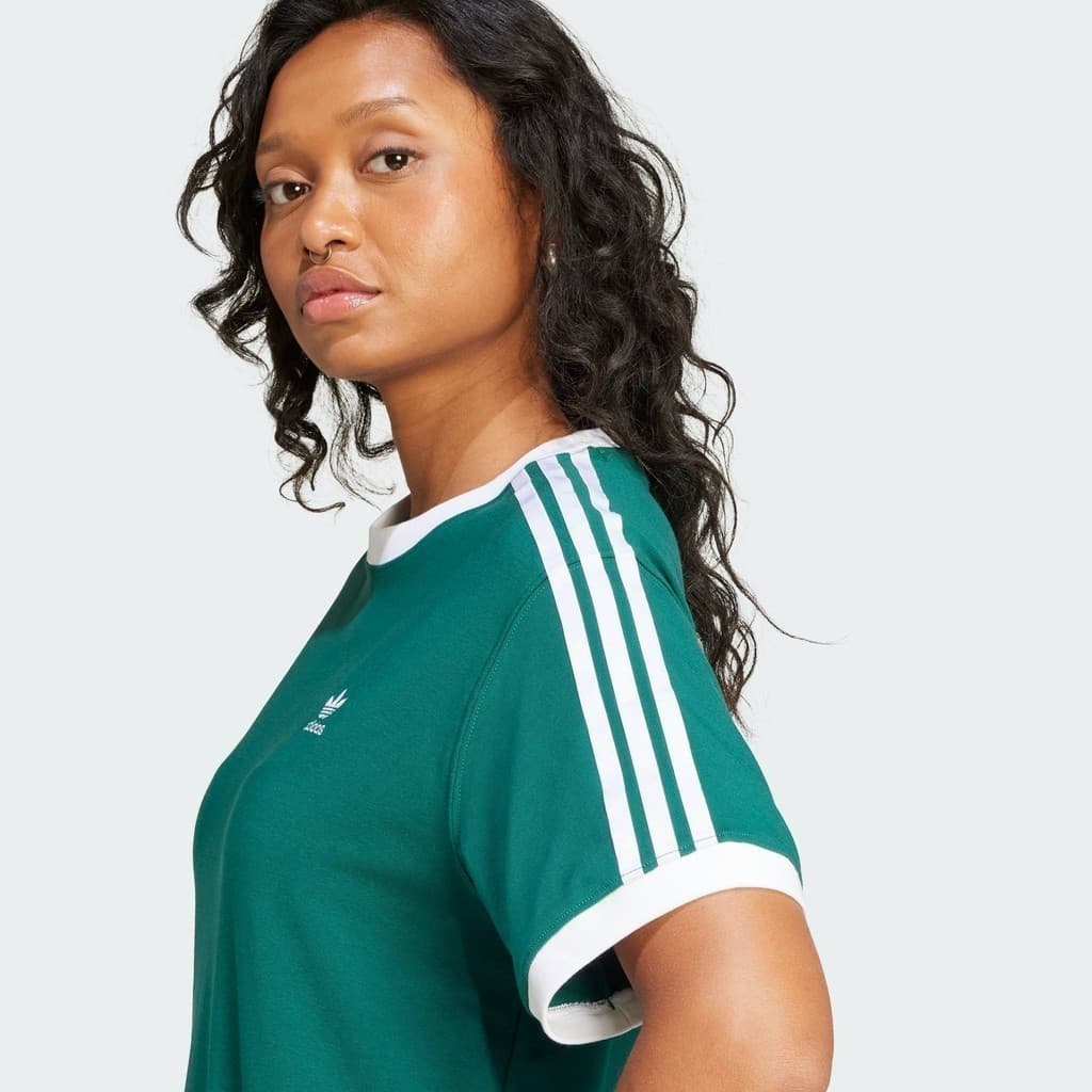 adidas ไลฟ์สไตล์ เสื้อยืด 3-Stripes ผู้หญิง สีเขียว JD4571 รูปที่ 7
