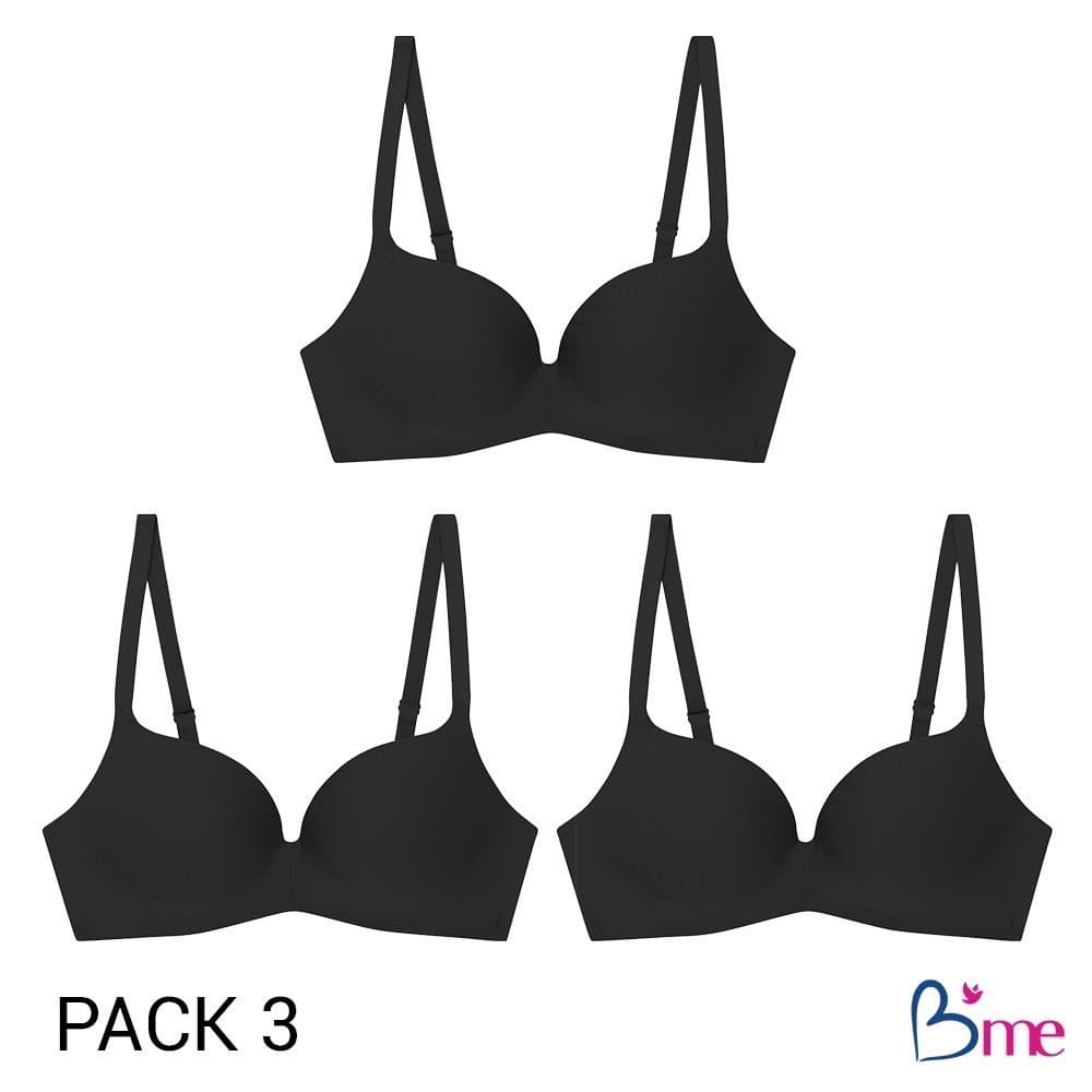B'me เสื้อชั้นในไร้โครง level 3 ฟองหนา รุ่น ME1A1R สีดำ สีนู้ด สีส้มแซลม่อน รูปที่ 3