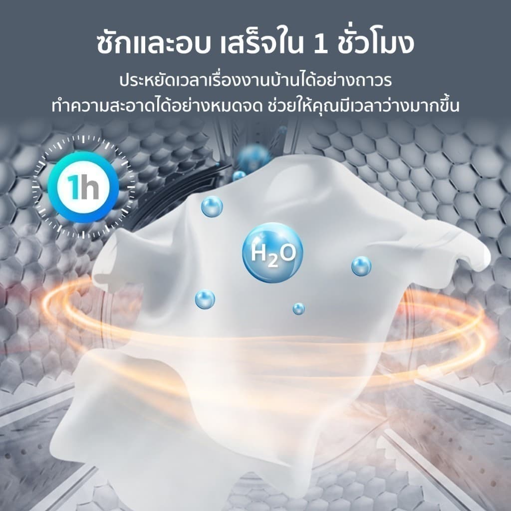 TCL WASH & DRY ซัก 10Kg. อบ 7Kg. รุ่น WT11EPWDG เครื่องซักอบฝาหน้า มอเตอร์ Inverter ประหยัดไฟ รับประกันมอเตอร์ 20 ปี รูปที่ 7