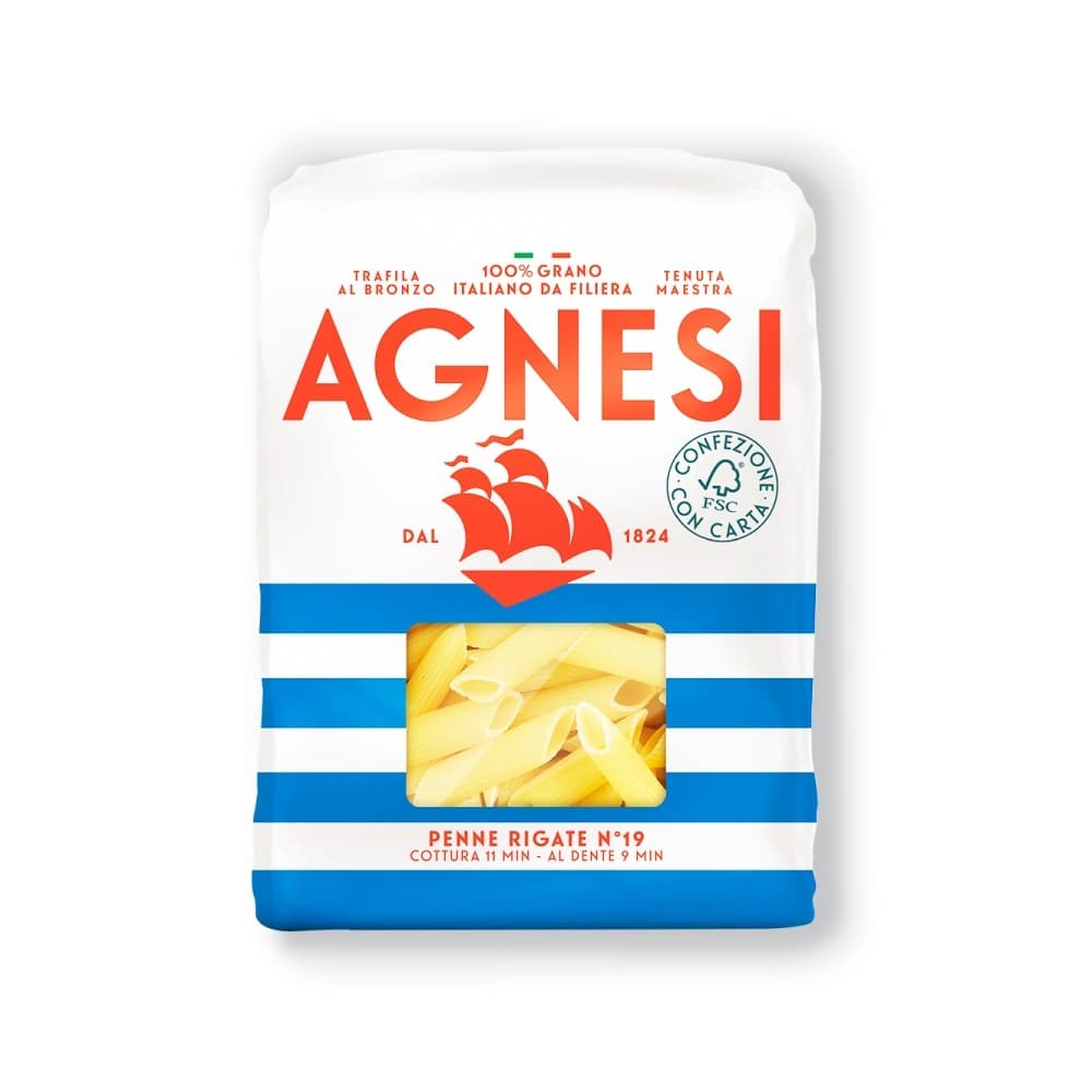 แอคเนซี บรอนโซ่ เพนเน่ ริกาเต้ เบอร์ 19 กราโน ดูโร 100% อิตาเลียโน 500 กรัม │ Agnesi Bronzo Penne Rigate No.19 Grano Dur รูปที่ 2