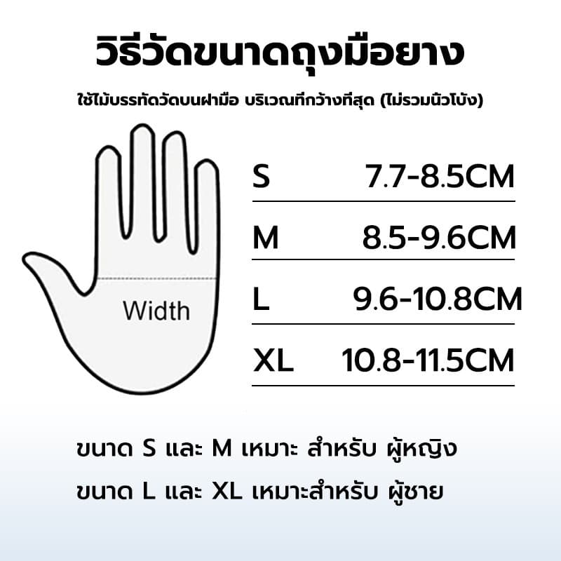 ถุงมือไนไตร ไม่มีแป้ง 100 ชิ้น/กล่อง อเนกประสงค์ สัมผัสอาหารได้ มี 3สีให้เลือก Food Grade Nitrile Glove รูปที่ 8