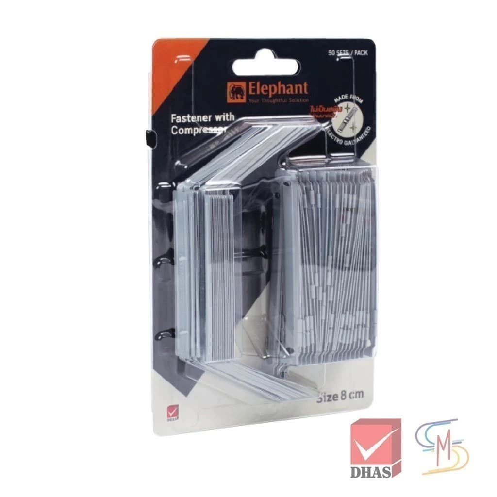 Elephant ตราช้าง ลิ้นแฟ้ม 8 CM #905 สีเงิน จำนวน 50 ชิ้น/แพ็ค รูปที่ 1